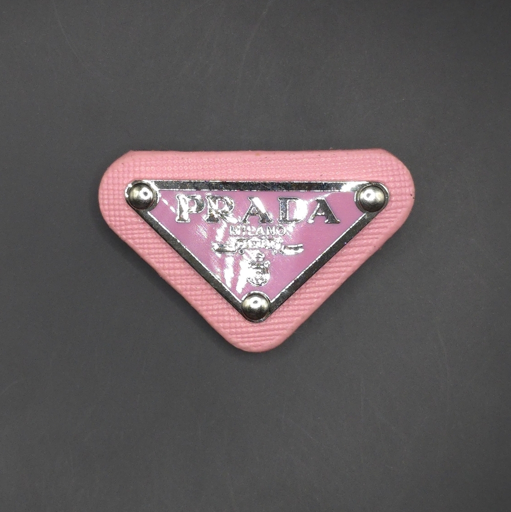 Pink Prada Triangle Patch/Croc Charm